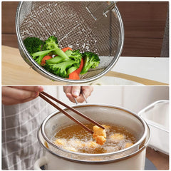 Stainless Steel Fryer Basket – Round Frying Basket with Folding Handle