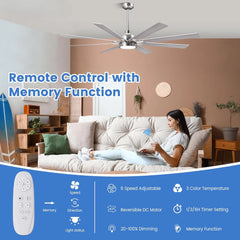 62" Ceiling Fan with Light & Remote – Quiet DC Motor, Dimmable
