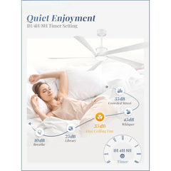 64" Smart Ceiling Fan with Lights and Remote – DC Motor, Dimmable