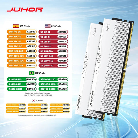 JUHOR DDR5 RAM – 16GB/32GB, 5600MHz-7200MHz for Gaming Desktop