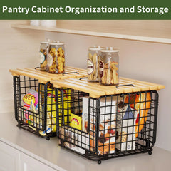 Wire Storage Basket – Stackable Organizing Bin for Kitchen Pantry & Produce