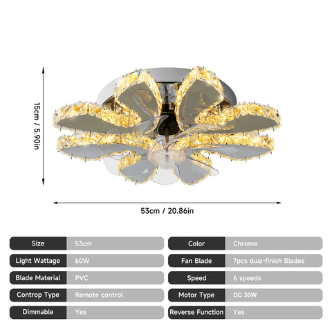 Modern LED Ceiling Fan Light – Smart APP & Remote Control