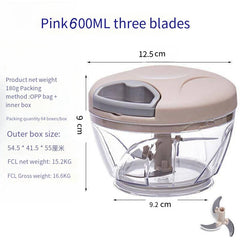 600ML Manual Meat Mincer & Garlic Chopper