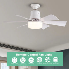 Ceiling Fan Light with Remote – Dimmable 6-Blade LED Fan