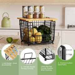 Wire Storage Basket – Stackable Organizing Bin for Kitchen Pantry & Produce