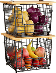Wire Storage Basket – Stackable Organizing Bin for Kitchen Pantry & Produce