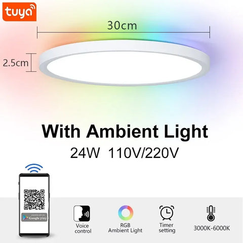 RGB Smart Ceiling Lamp – Voice Control, Alexa & Google Compatible