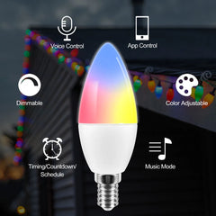 Tuya E14 Smart Candle Bulb – RGB LED with App & Voice Control