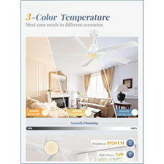 64" Smart Ceiling Fan with Lights and Remote – DC Motor, Dimmable