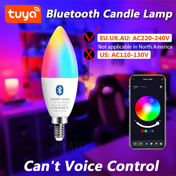 Tuya E14 Smart Candle Bulb – RGB LED with App & Voice Control