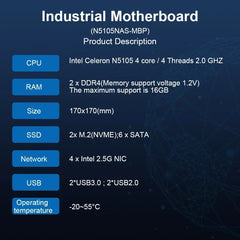 N5105 Industrial NAS Motherboard