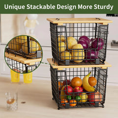 Wire Storage Basket – Stackable Organizing Bin for Kitchen Pantry & Produce