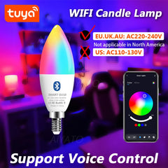 Tuya E14 Smart Candle Bulb – RGB LED with App & Voice Control