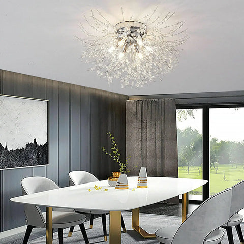 Modern Dandelion Crystal Ceiling Light – 6 Heads G9 LED Chandelier