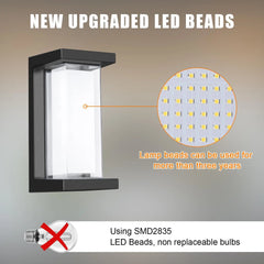 18W Outdoor Wall Sconces – 6 Pack, IP65 Waterproof, 6000K