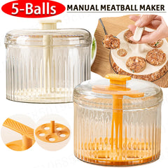 Manual Meatball Maker – 5 Balls Meatball Mold for Fish, Beef, Rice