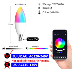 Tuya E14 Smart Candle Bulb – RGB LED with App & Voice Control