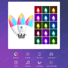 Tuya E14 Smart Candle Bulb – RGB LED with App & Voice Control