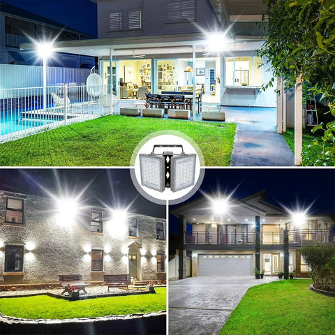 5000K LED Security Lights – 3 Adjustable Heads, IP66 Waterproof
