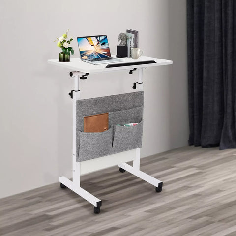 Adjustable Height Rolling Laptop Desk – Office Computer Table with Storage